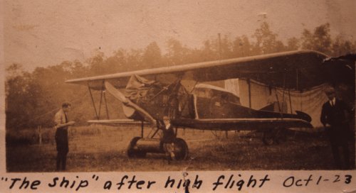 Fledgling pilot after
his first flight, October 1923